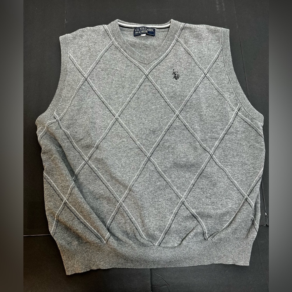 U.S. Polo Assn. Men’s Argyle Sweater Vest – Gray – Size XXL
